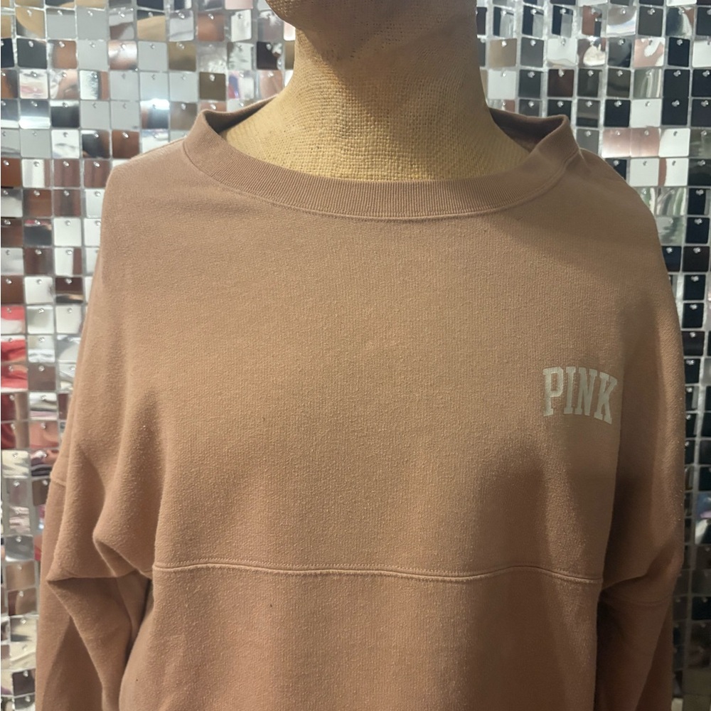 PINK Victoria's Secret Brown Crewneck Sweater with Relaxed Fit